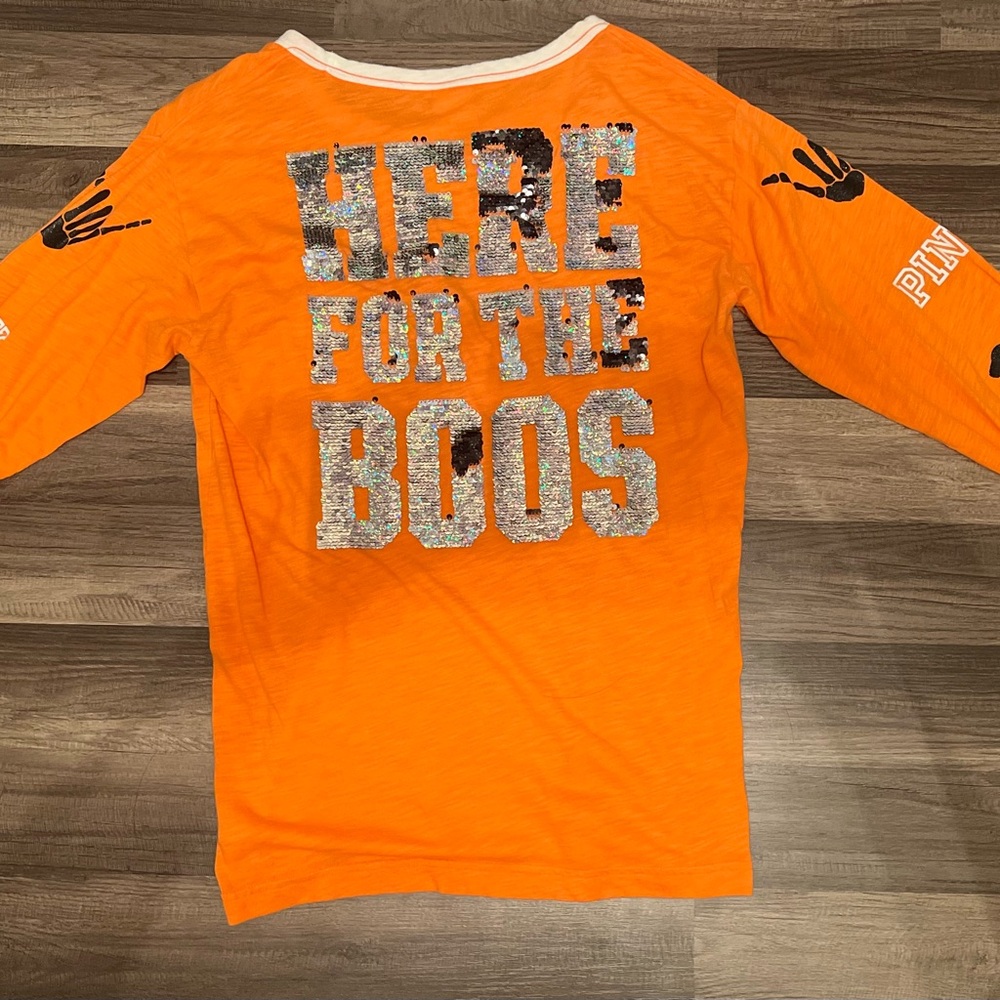 Victoria's Secret Pink Here For The Boos Halloween Long Sleeve Tee